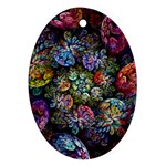 Floral Fractal 3d Art Pattern Oval Ornament (Two Sides)