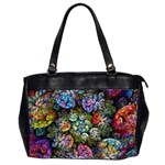 Floral Fractal 3d Art Pattern Oversize Office Handbag (2 Sides)