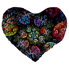 Floral Fractal 3d Art Pattern Large 19  Premium Heart Shape Cushions from ZippyPress Front