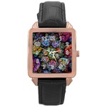 Floral Fractal 3d Art Pattern Rose Gold Leather Watch 