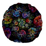 Floral Fractal 3d Art Pattern Large 18  Premium Flano Round Cushions