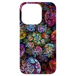 Floral Fractal 3d Art Pattern iPhone 14 Pro Black UV Print Case