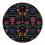 Mexican Folk Art Seamless Pattern Round Mousepad