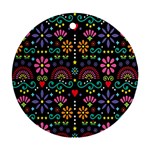 Mexican Folk Art Seamless Pattern Ornament (Round)