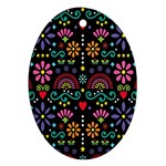 Mexican Folk Art Seamless Pattern Ornament (Oval)