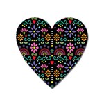 Mexican Folk Art Seamless Pattern Heart Magnet