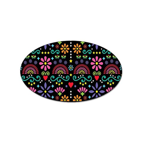 Mexican Folk Art Seamless Pattern Sticker Oval (100 pack) from ZippyPress Front