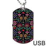 Mexican Folk Art Seamless Pattern Dog Tag USB Flash (Two Sides)