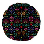 Mexican Folk Art Seamless Pattern Large 18  Premium Flano Round Cushions
