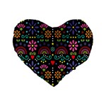 Mexican Folk Art Seamless Pattern Standard 16  Premium Flano Heart Shape Cushions