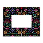 Mexican Folk Art Seamless Pattern White Tabletop Photo Frame 4 x6 