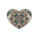 Floral Flora Flower Flowers Nature Pattern Rubber Heart Coaster (4 pack)