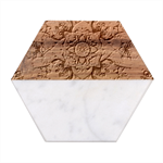 Floral Flora Flower Flowers Nature Pattern Marble Wood Coaster (Hexagon) 