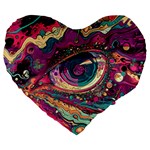 Human Eye Pattern Large 19  Premium Flano Heart Shape Cushions