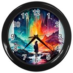 Starry Night Wanderlust: A Whimsical Adventure Wall Clock (Black)