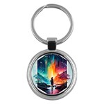 Starry Night Wanderlust: A Whimsical Adventure Key Chain (Round)