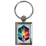 Starry Night Wanderlust: A Whimsical Adventure Key Chain (Rectangle)