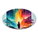 Starry Night Wanderlust: A Whimsical Adventure Oval Magnet