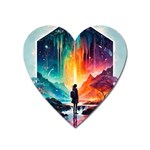 Starry Night Wanderlust: A Whimsical Adventure Heart Magnet