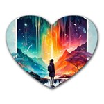 Starry Night Wanderlust: A Whimsical Adventure Heart Mousepad
