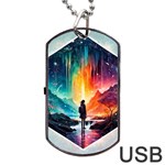 Starry Night Wanderlust: A Whimsical Adventure Dog Tag USB Flash (Two Sides)