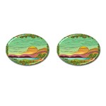 Painting Colors Box Green Cufflinks (Oval)