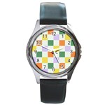 Board Pictures Chess Background Round Metal Watch
