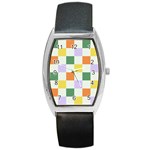 Board Pictures Chess Background Barrel Style Metal Watch