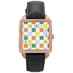 Board Pictures Chess Background Rose Gold Leather Watch 