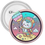 Boy Astronaut Cotton Candy Childhood Fantasy Tale Literature Planet Universe Kawaii Nature Cute Clou 3  Buttons