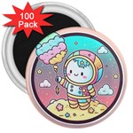 Boy Astronaut Cotton Candy Childhood Fantasy Tale Literature Planet Universe Kawaii Nature Cute Clou 3  Magnets (100 pack)