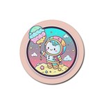 Boy Astronaut Cotton Candy Childhood Fantasy Tale Literature Planet Universe Kawaii Nature Cute Clou Rubber Round Coaster (4 pack)