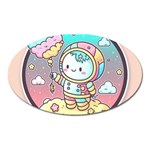 Boy Astronaut Cotton Candy Childhood Fantasy Tale Literature Planet Universe Kawaii Nature Cute Clou Oval Magnet