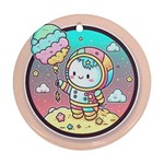 Boy Astronaut Cotton Candy Childhood Fantasy Tale Literature Planet Universe Kawaii Nature Cute Clou Round Ornament (Two Sides)