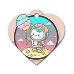 Boy Astronaut Cotton Candy Childhood Fantasy Tale Literature Planet Universe Kawaii Nature Cute Clou Dog Tag Heart (One Side)