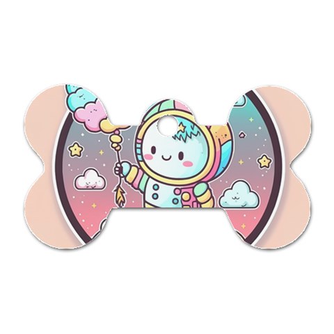 Boy Astronaut Cotton Candy Childhood Fantasy Tale Literature Planet Universe Kawaii Nature Cute Clou Dog Tag Bone (One Side) from ZippyPress Front