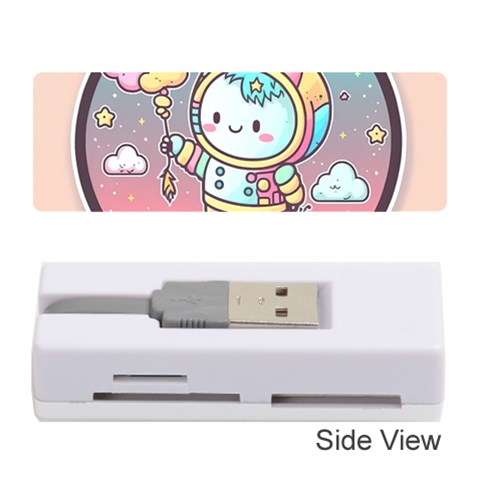 Boy Astronaut Cotton Candy Childhood Fantasy Tale Literature Planet Universe Kawaii Nature Cute Clou Memory Card Reader (Stick) from ZippyPress Front