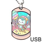 Boy Astronaut Cotton Candy Childhood Fantasy Tale Literature Planet Universe Kawaii Nature Cute Clou Dog Tag USB Flash (Two Sides)