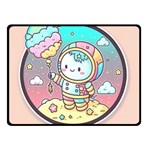 Boy Astronaut Cotton Candy Childhood Fantasy Tale Literature Planet Universe Kawaii Nature Cute Clou Two Sides Fleece Blanket (Small)