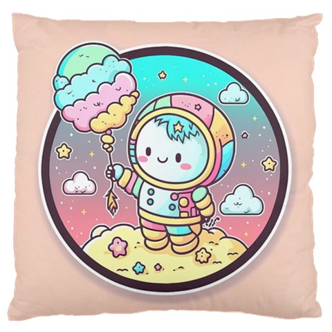 Boy Astronaut Cotton Candy Childhood Fantasy Tale Literature Planet Universe Kawaii Nature Cute Clou Standard Premium Plush Fleece Cushion Case (One Side) from ZippyPress Front