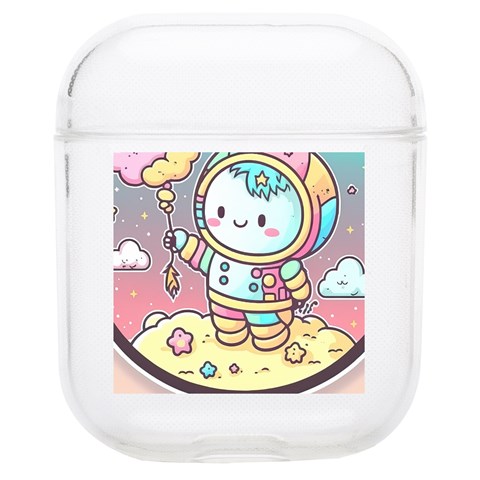 Boy Astronaut Cotton Candy Childhood Fantasy Tale Literature Planet Universe Kawaii Nature Cute Clou Soft TPU AirPods 1/2 Case from ZippyPress Front