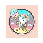Boy Astronaut Cotton Candy Childhood Fantasy Tale Literature Planet Universe Kawaii Nature Cute Clou Square Satin Scarf (30  x 30 )