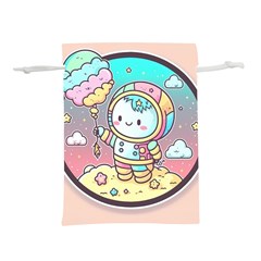 Boy Astronaut Cotton Candy Childhood Fantasy Tale Literature Planet Universe Kawaii Nature Cute Clou Lightweight Drawstring Pouch (L) from ZippyPress Front