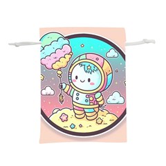 Boy Astronaut Cotton Candy Childhood Fantasy Tale Literature Planet Universe Kawaii Nature Cute Clou Lightweight Drawstring Pouch (L) from ZippyPress Back