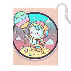 Boy Astronaut Cotton Candy Childhood Fantasy Tale Literature Planet Universe Kawaii Nature Cute Clou Drawstring Pouch (4XL) from ZippyPress Front