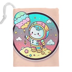 Boy Astronaut Cotton Candy Childhood Fantasy Tale Literature Planet Universe Kawaii Nature Cute Clou Drawstring Pouch (4XL) from ZippyPress Back
