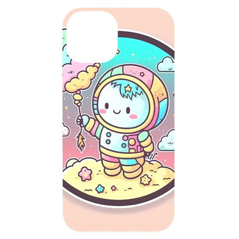 Boy Astronaut Cotton Candy Childhood Fantasy Tale Literature Planet Universe Kawaii Nature Cute Clou iPhone 14 Black UV Print Case from ZippyPress Front