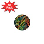 Outdoors Night Setting Scene Forest Woods Light Moonlight Nature Wilderness Leaves Branches Abstract 1  Mini Buttons (10 pack) 