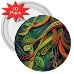 Outdoors Night Setting Scene Forest Woods Light Moonlight Nature Wilderness Leaves Branches Abstract 3  Buttons (10 pack) 