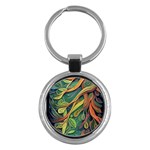Outdoors Night Setting Scene Forest Woods Light Moonlight Nature Wilderness Leaves Branches Abstract Key Chain (Round)